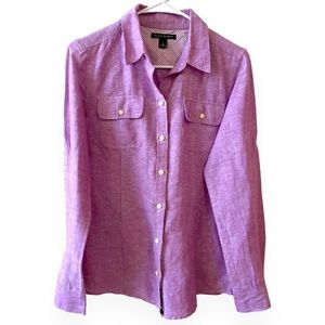 Banana Republic Linen Cotton Purple Lavender Long Sleeve Button Up Shirt Size 6